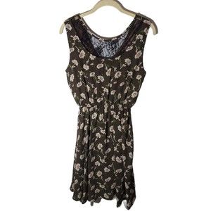 SM Wardrobe Women's Brown Floral Casual Dress M/L With Tags
